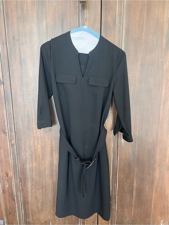 Talbots Dresses & Skirts - Talbots Black V-Notch Belted Shirt Dress